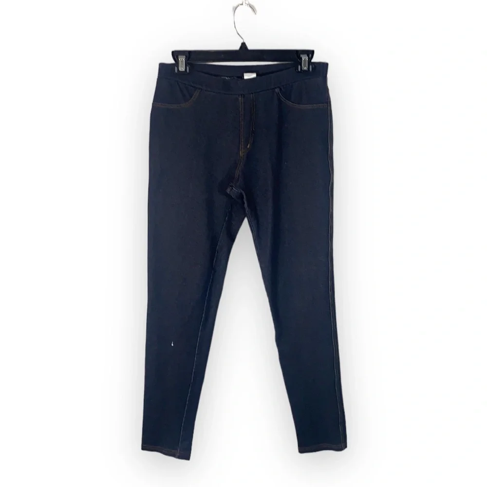 Dark Denim Blue Pull-On Jeggings Stretch Leggings Casual Comfortable Pants